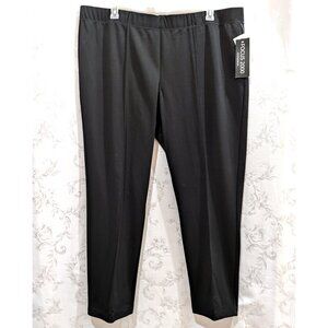 Black Pleated Pull On Stitch Leg Pants 24W Stretch Straight Leg Comfy Career